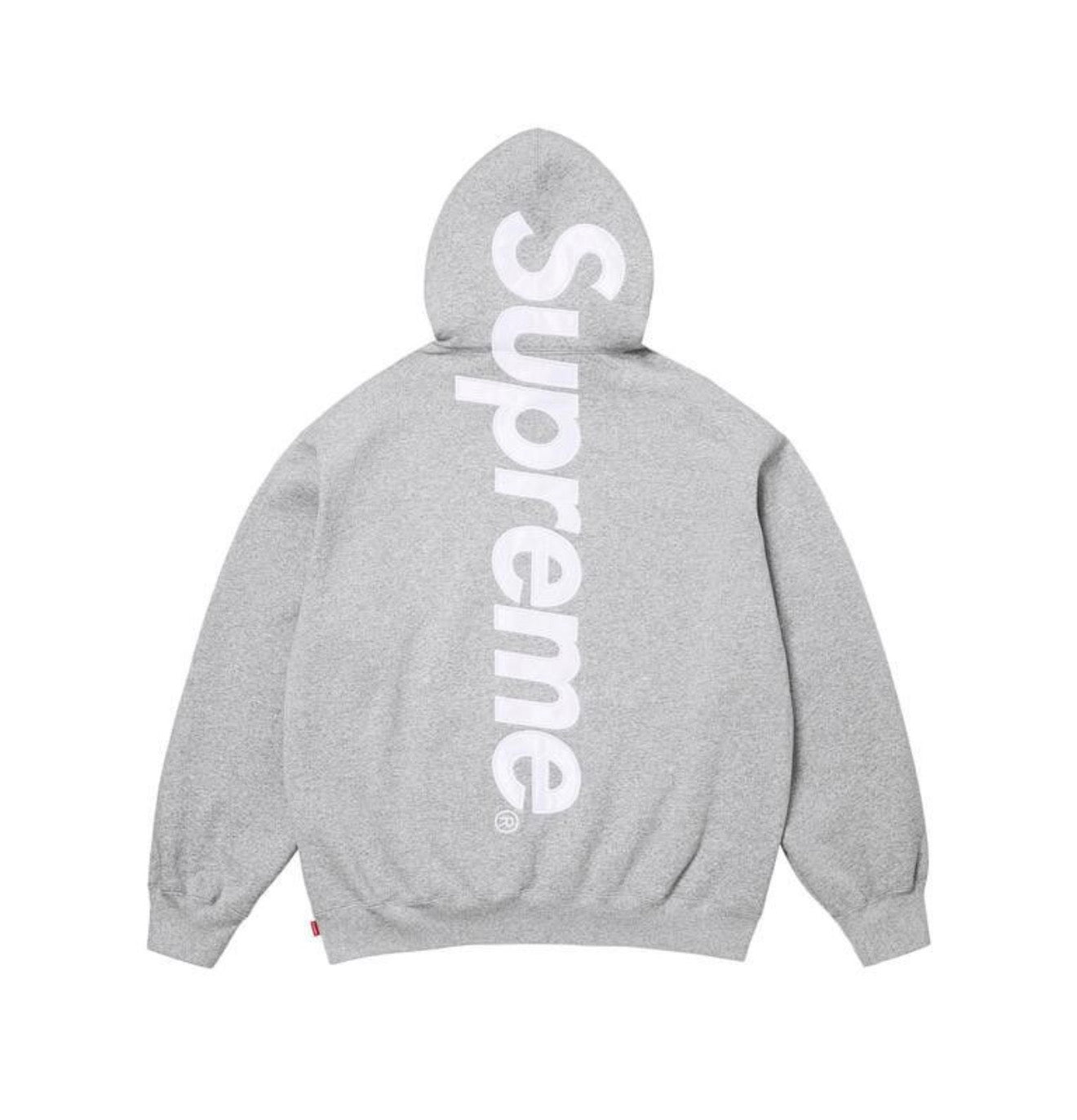 Supreme Satin Applique Hooded Sweatshirt Heather Grey Sweatshirt