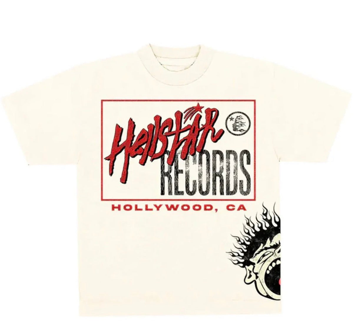 Hellstar Studios Records Short Sleve Tee Shirt Cream -M