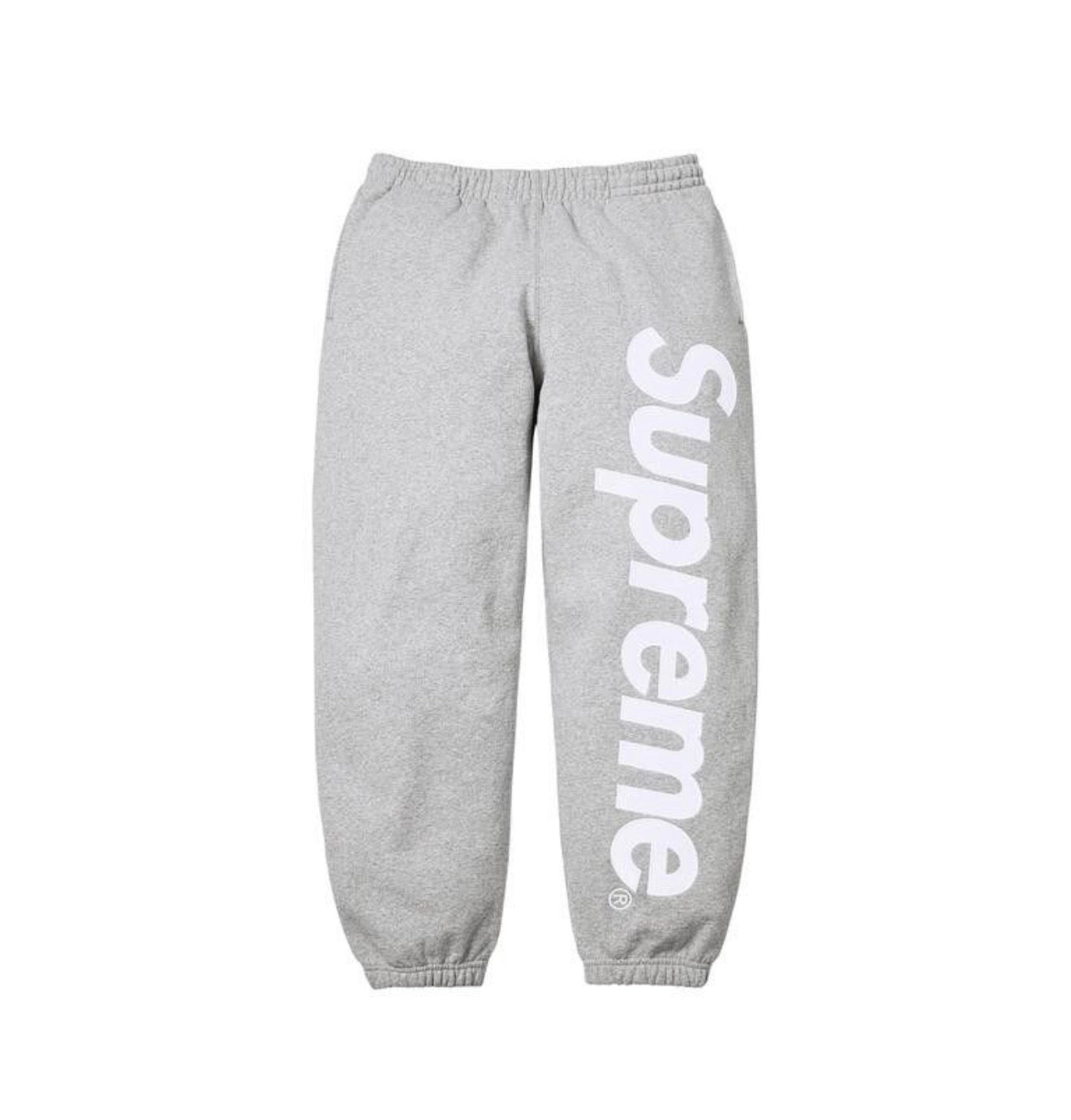 Supreme Satin Applique Hooded Sweatshirt Heather Grey Sweatpants