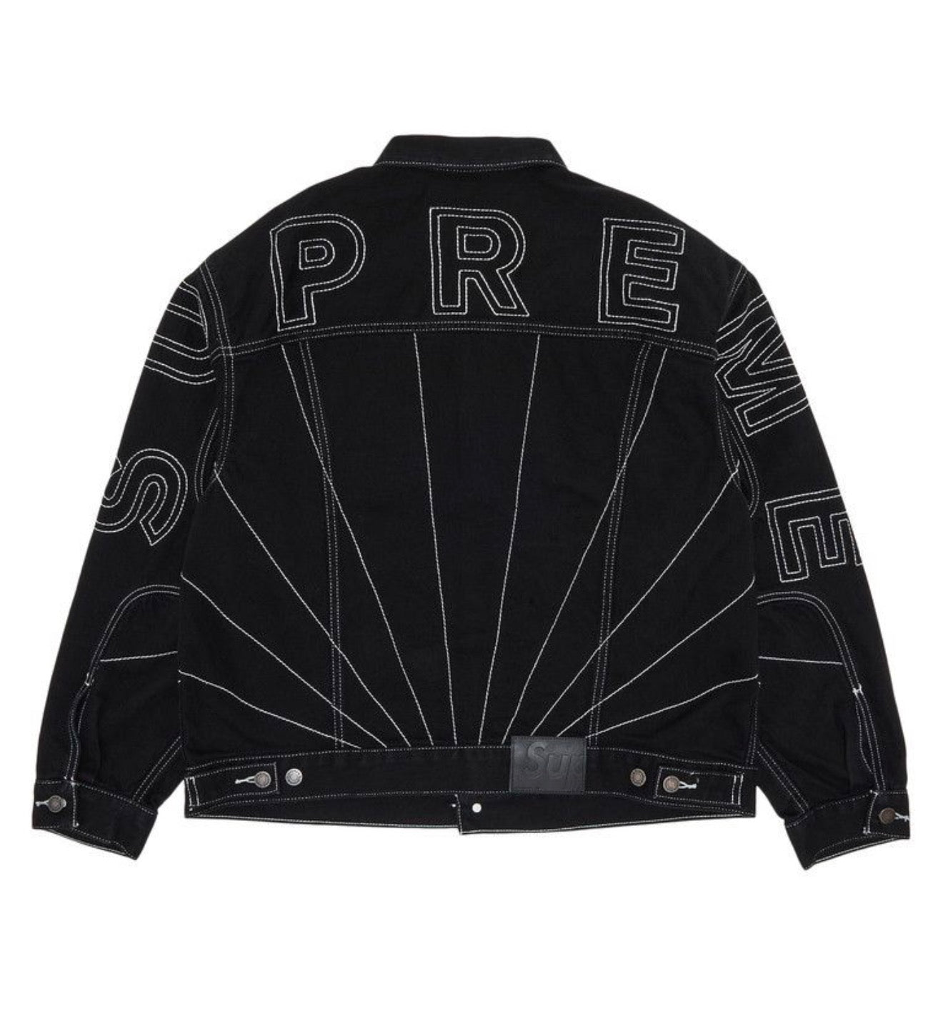 Supreme Radial Embroided Denim Trucker Jacket Black -M