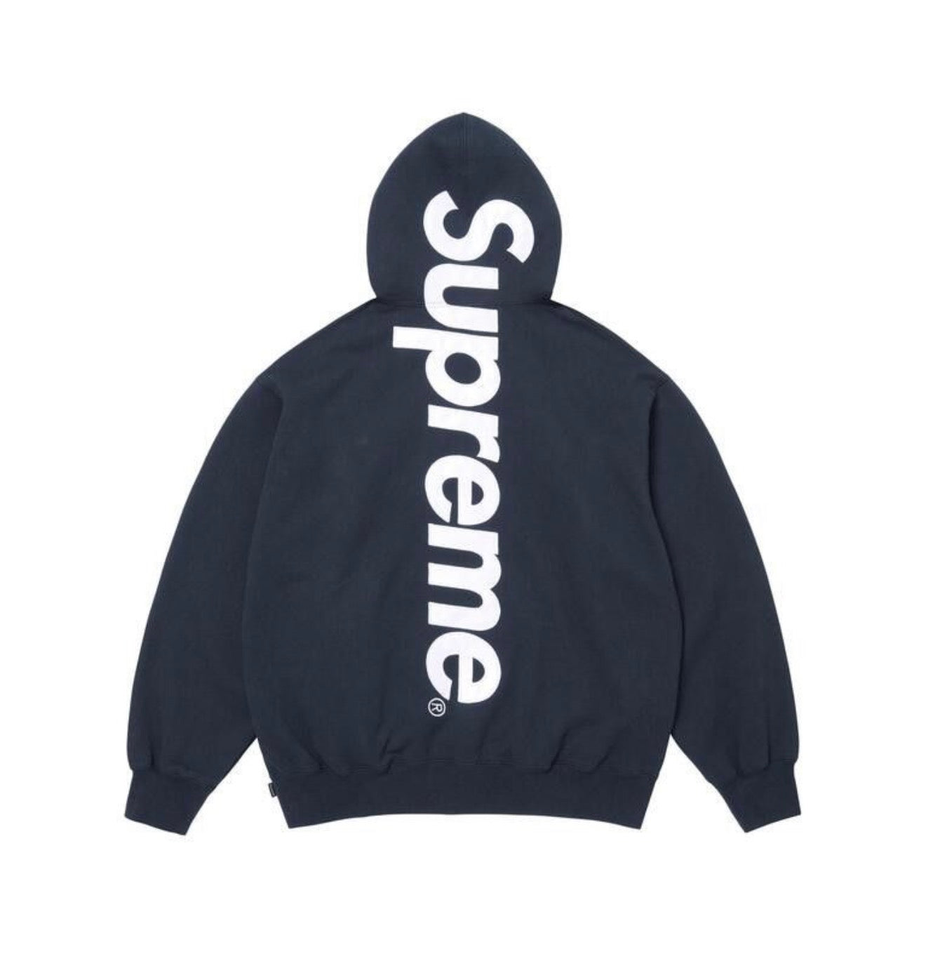 Supreme Satin Applique Hooded Sweatshirt Washed Navy