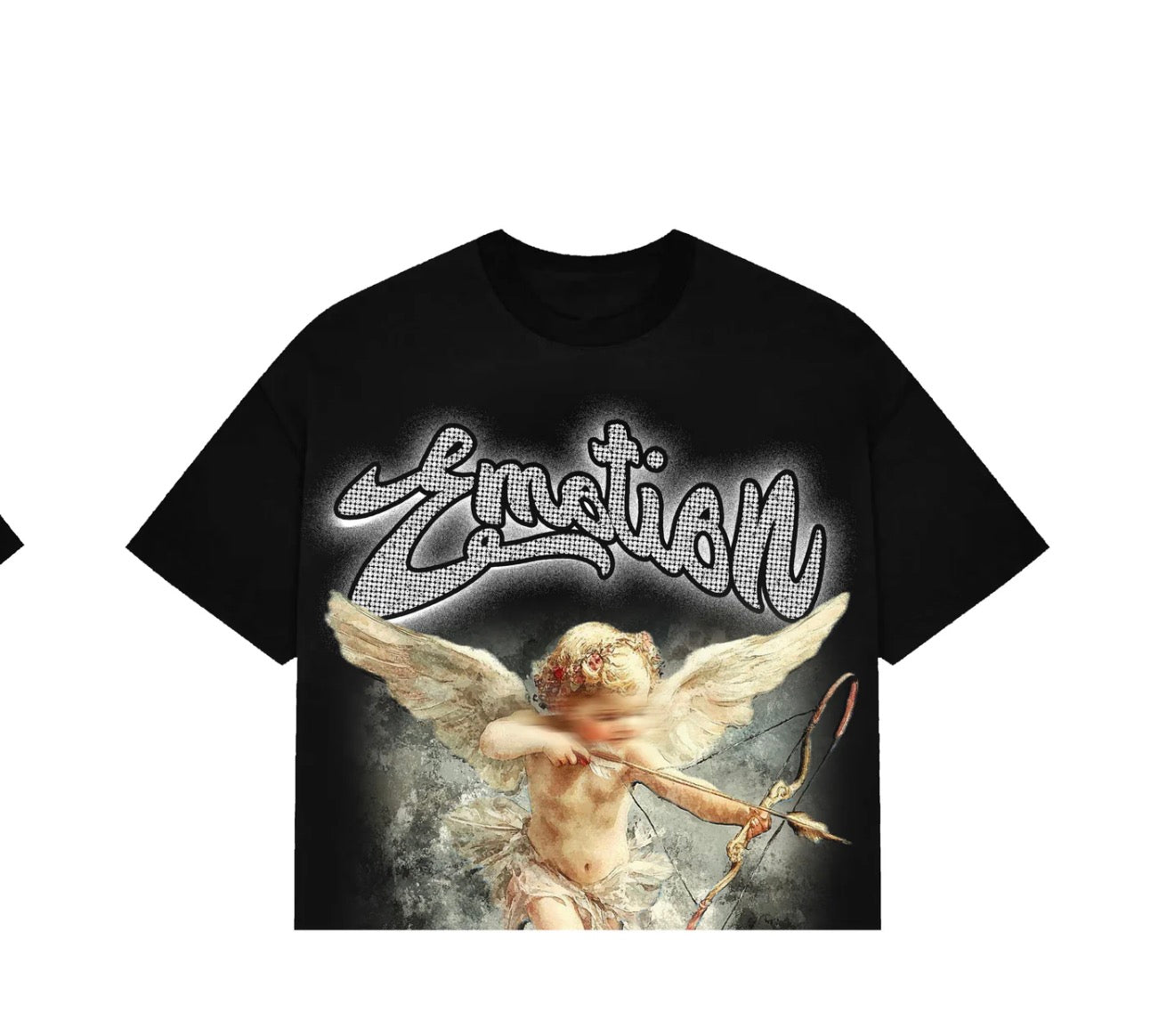 Mixed Emotion Cupid Black Rhinestone Tee