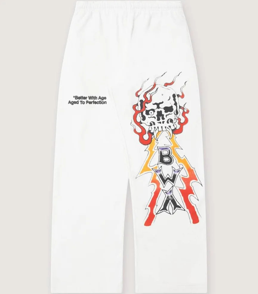 Better With Age Lightning Skull Sweats White