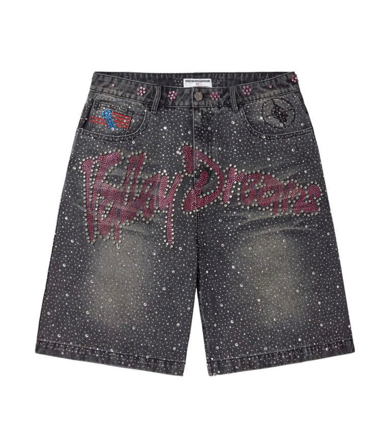 Vale Iced Out Jorts Black