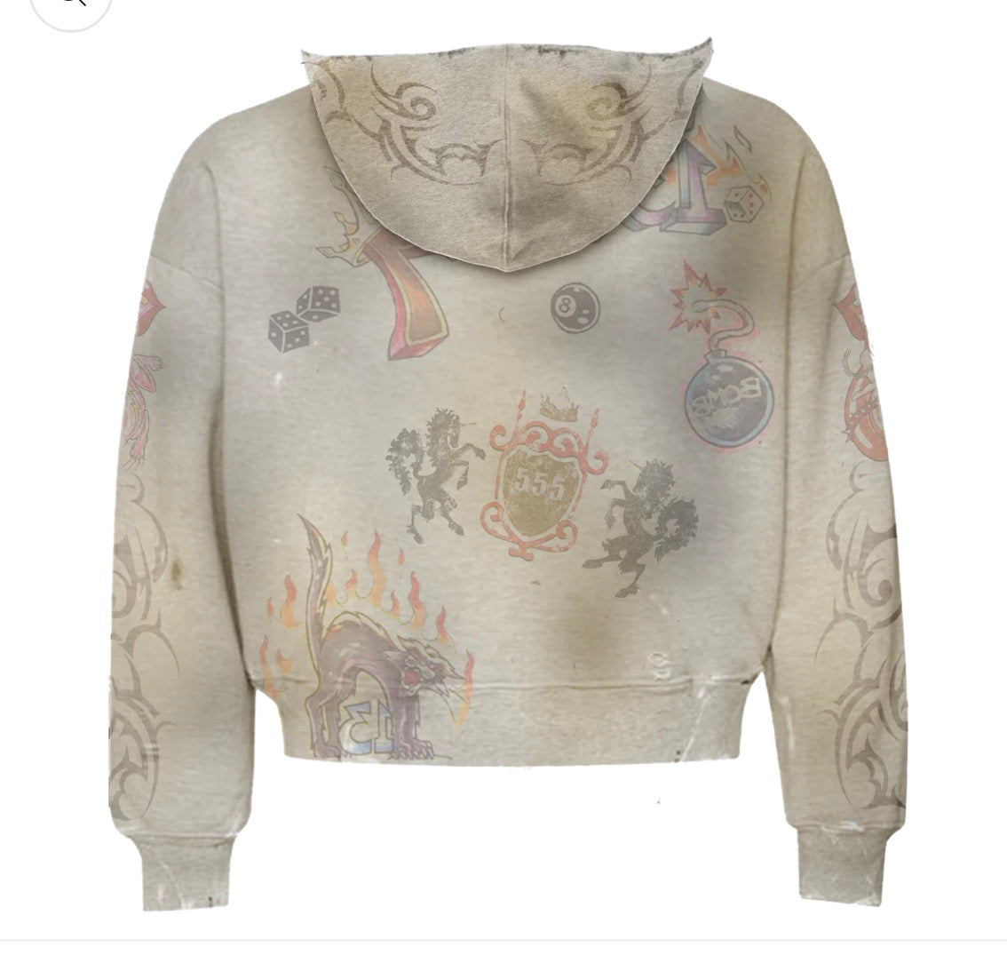 555 Art Work White Hoodie
