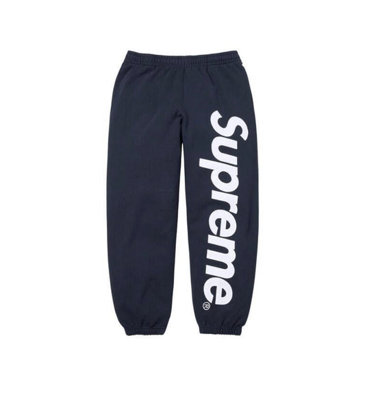 Supreme Satin Applique Sweatpants Sweatshirt Washed Navy
