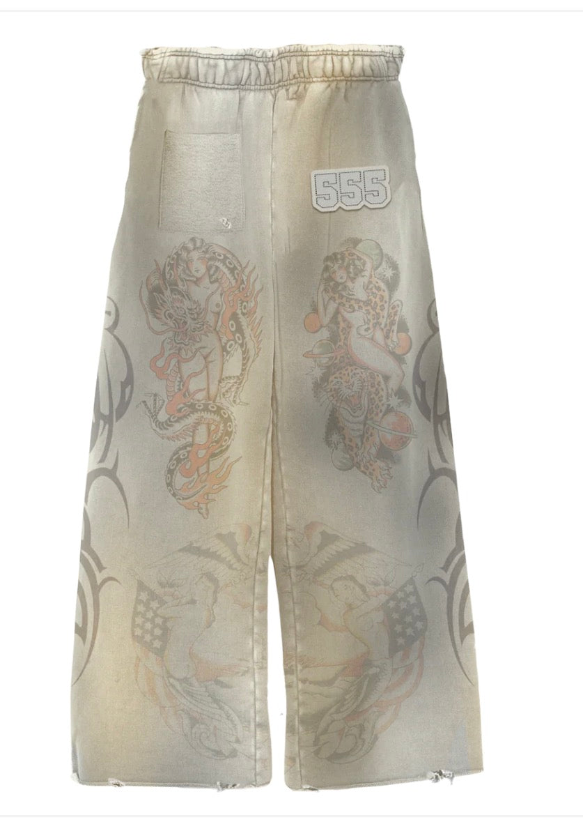 555 Art Work White Pants