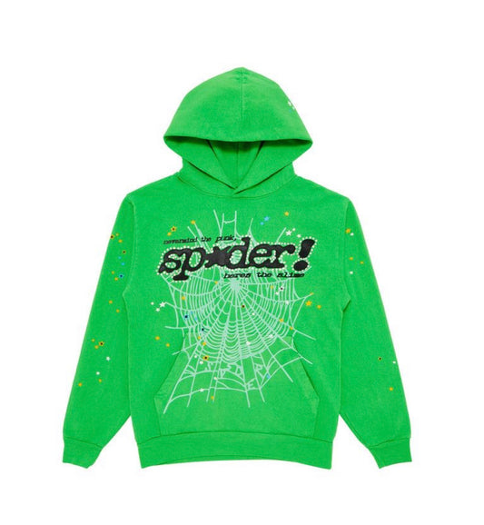 Sp5der Logo Hoodie Sweatshirt Slime Green -XXL
