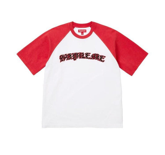 Supreme Rhinestone Raglan Short Sleve Top White