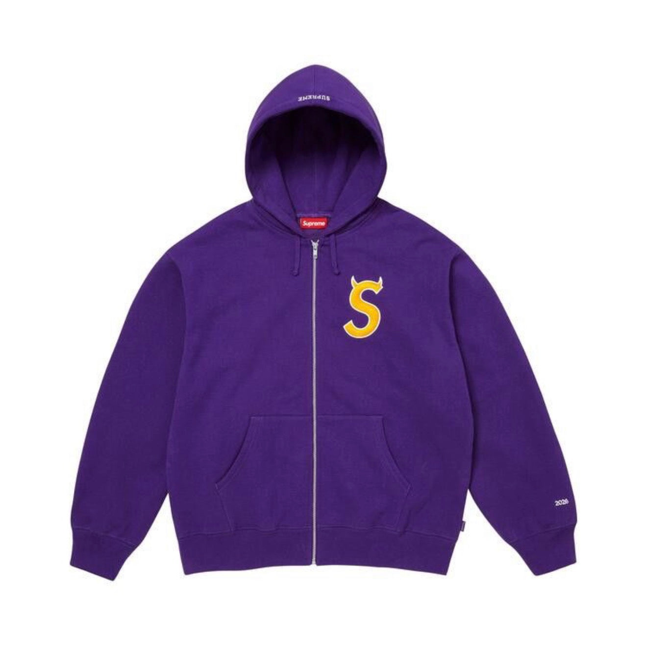 Supreme Devil S Logo Zip Up Hooded Sweatshirt Purple