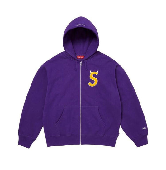 Supreme Devil S Logo Zip Up Hooded Sweatshirt Purple