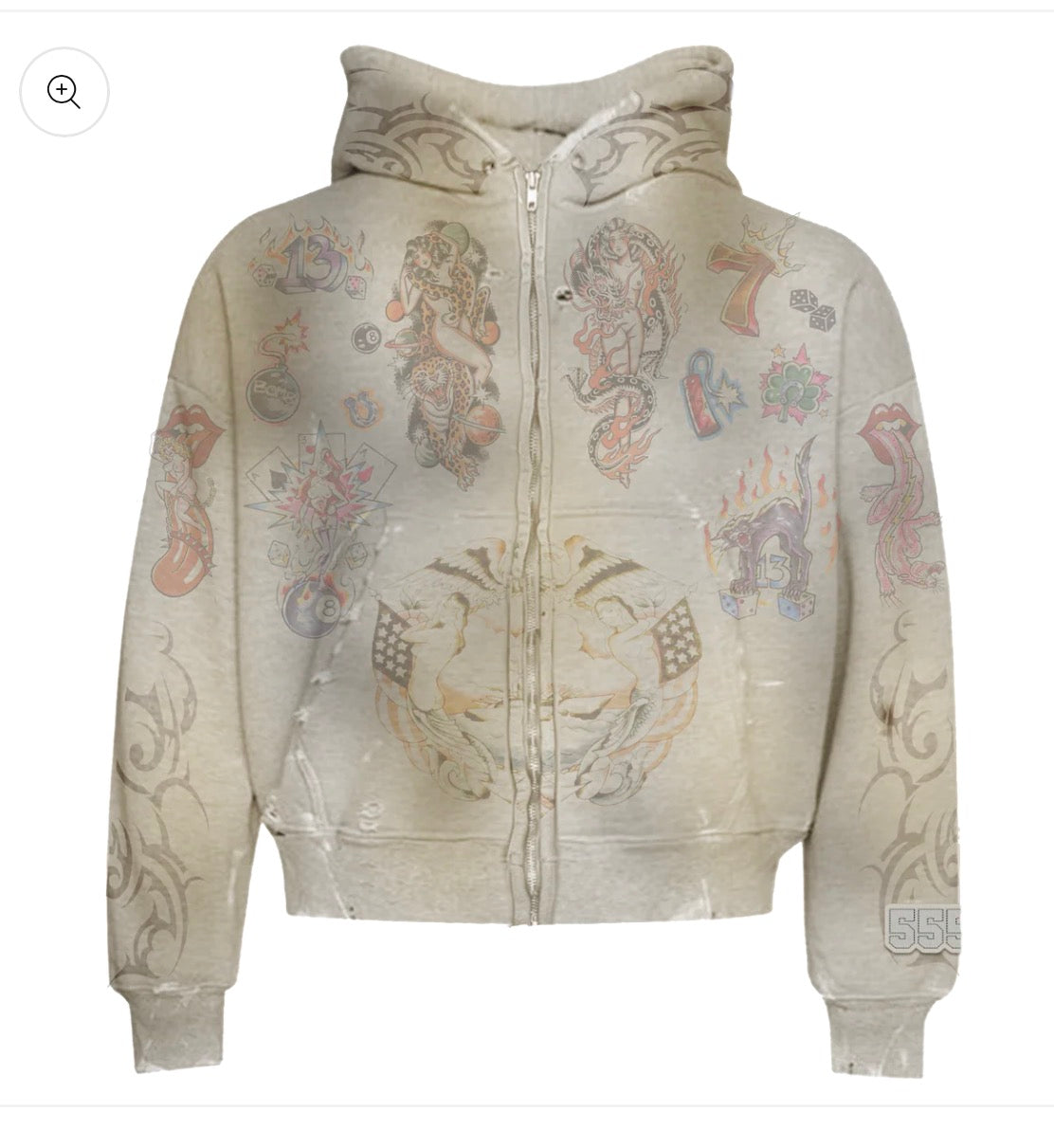 555 Art Work White Hoodie