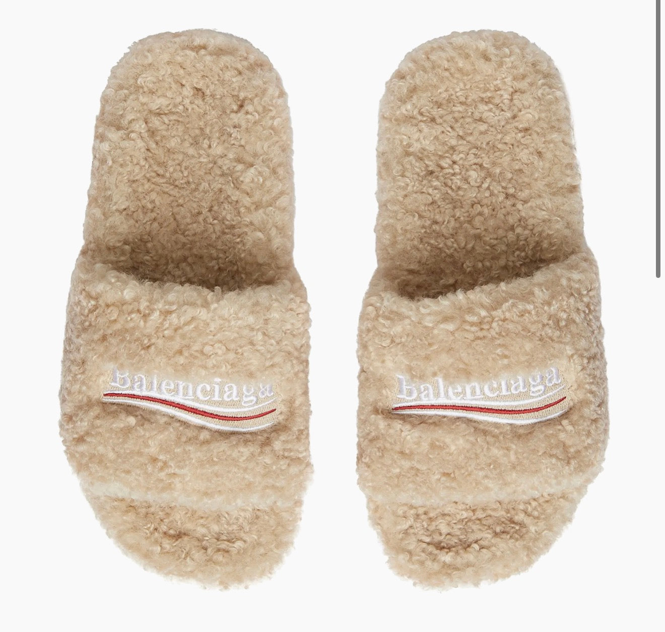 Balenciaga Beige Furry Slides