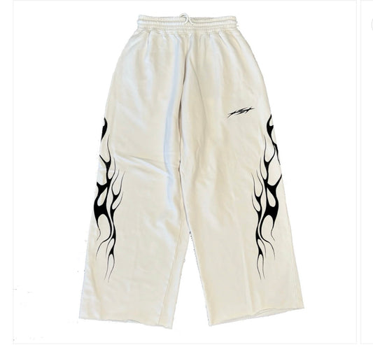 Tribal Flame Sweatpants White
