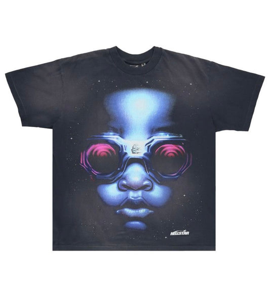 Hellstar Google T Shirt Black/Blue