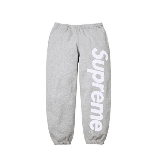 Supreme Satin Applique Hooded Sweatshirt Heather Grey Sweatpants