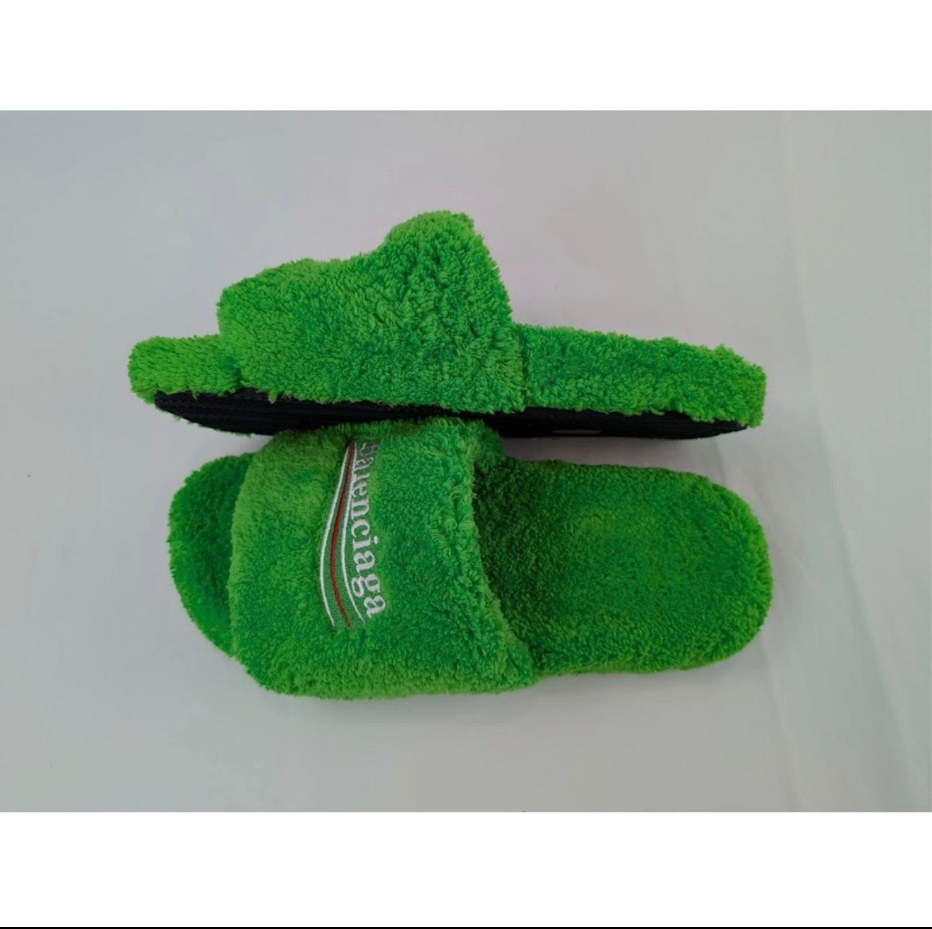 Balenciaga Apple Green Furry Slides