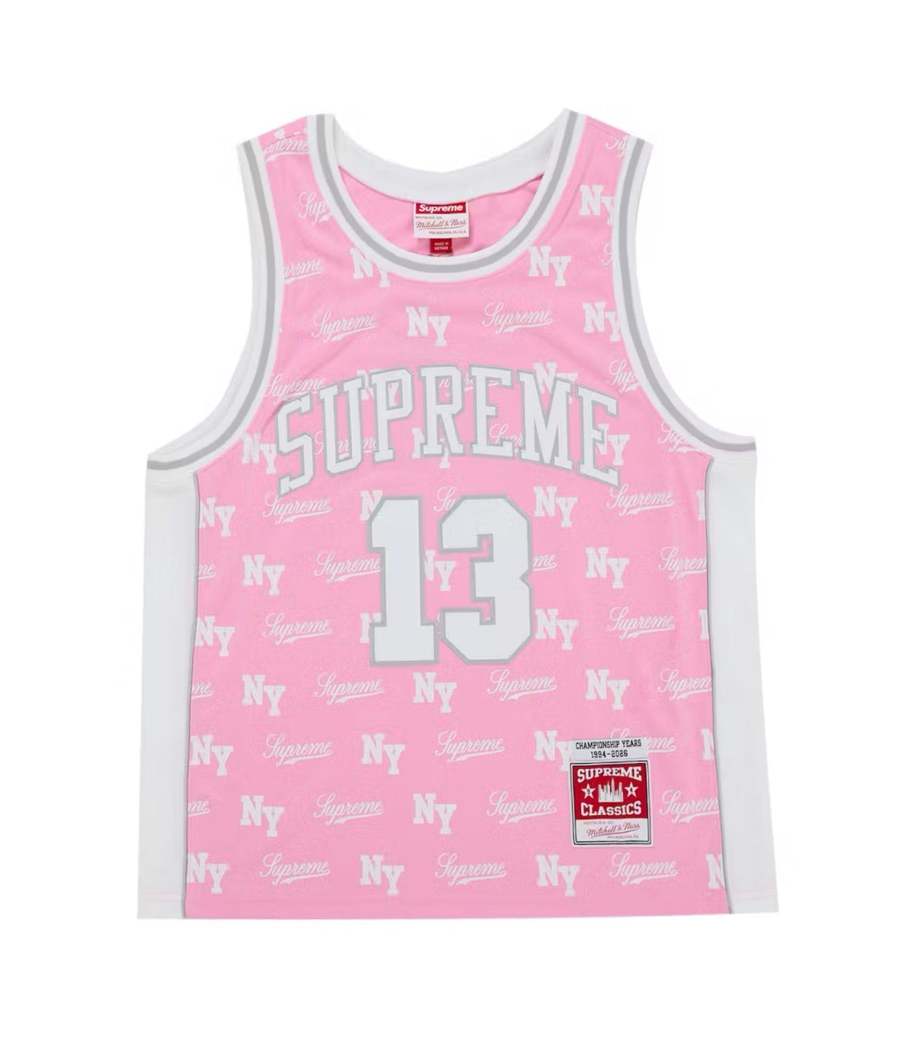 Supreme Mitchell & Ness Monogram Jersey Pink