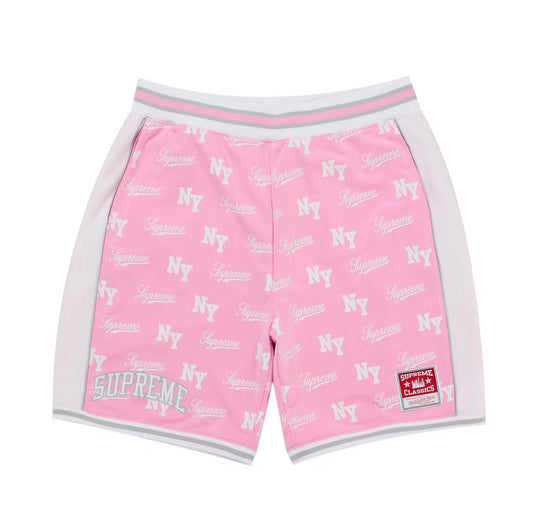 Supreme Mitchell & Ness Monogram Shorts Pink