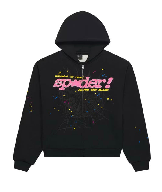 Sp5der Punk V2 Zip Up Black