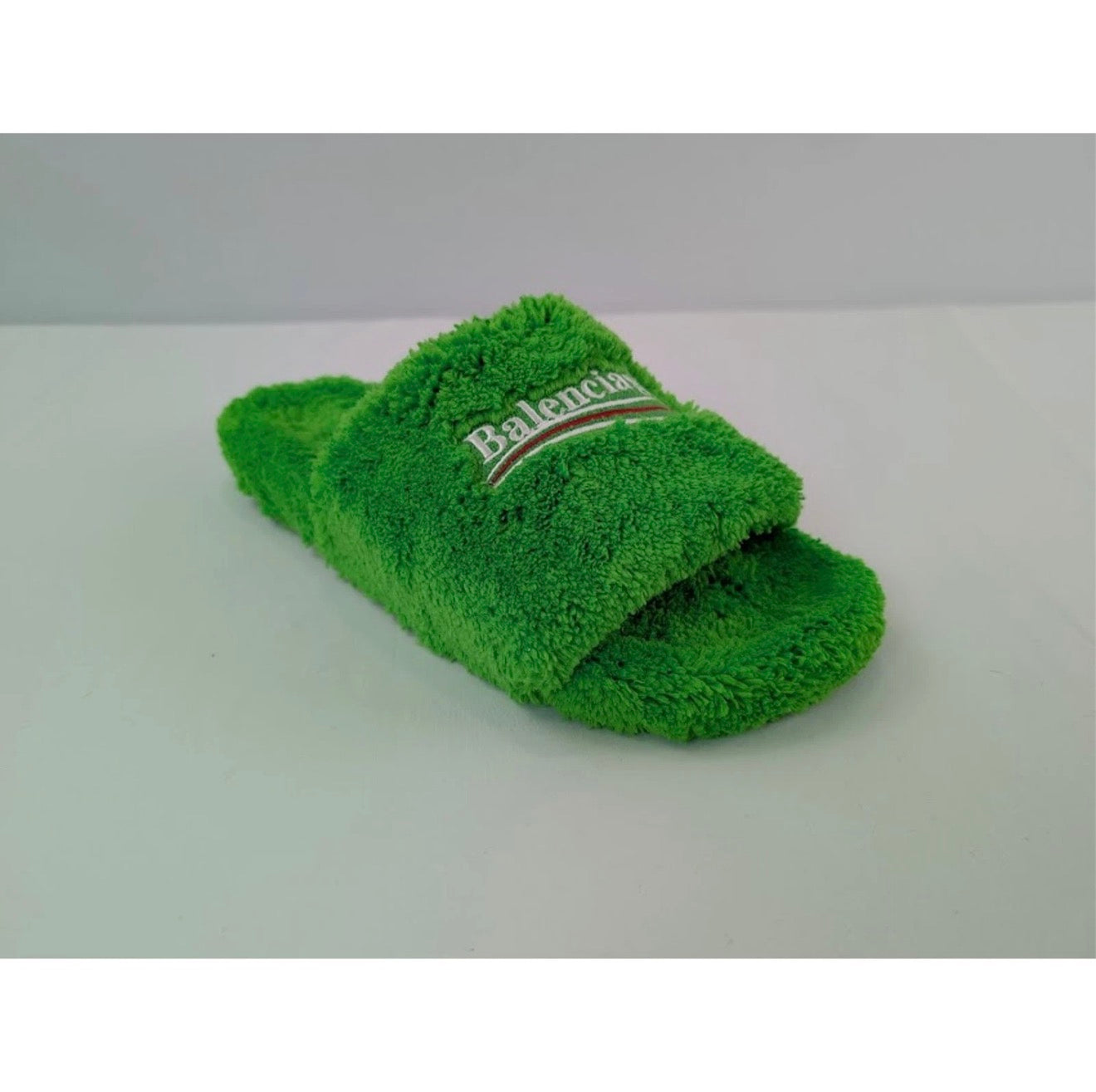 Balenciaga Apple Green Furry Slides