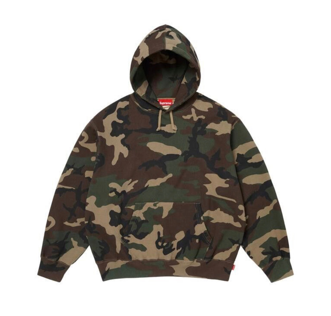 Supreme Satin Applique Hooded Sweatshirt Woodland Camo