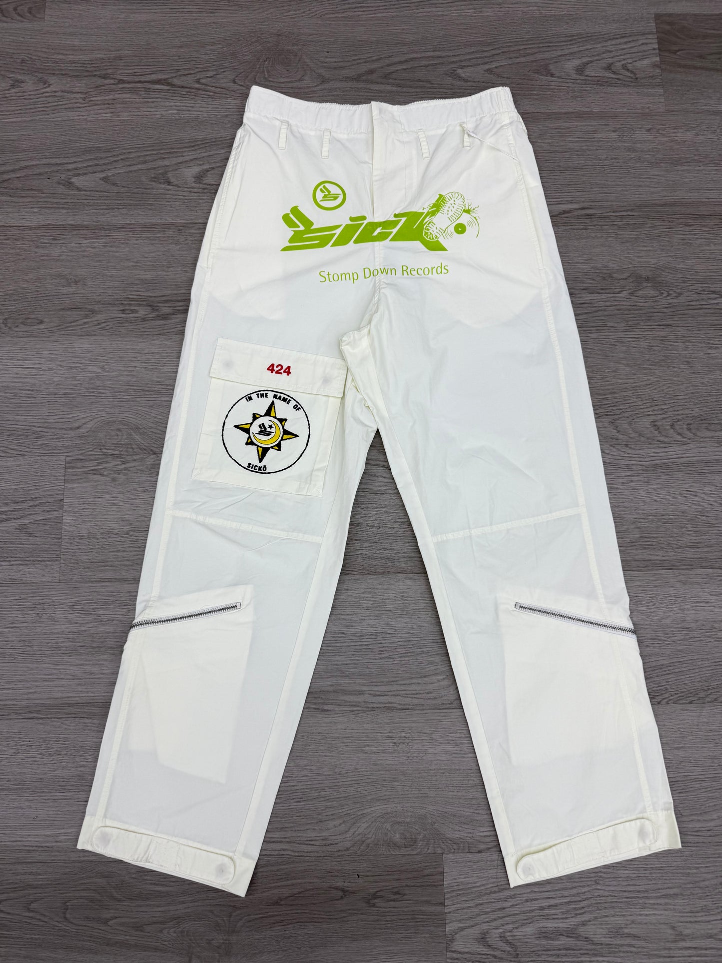 Sicko/424 White/Green Pants